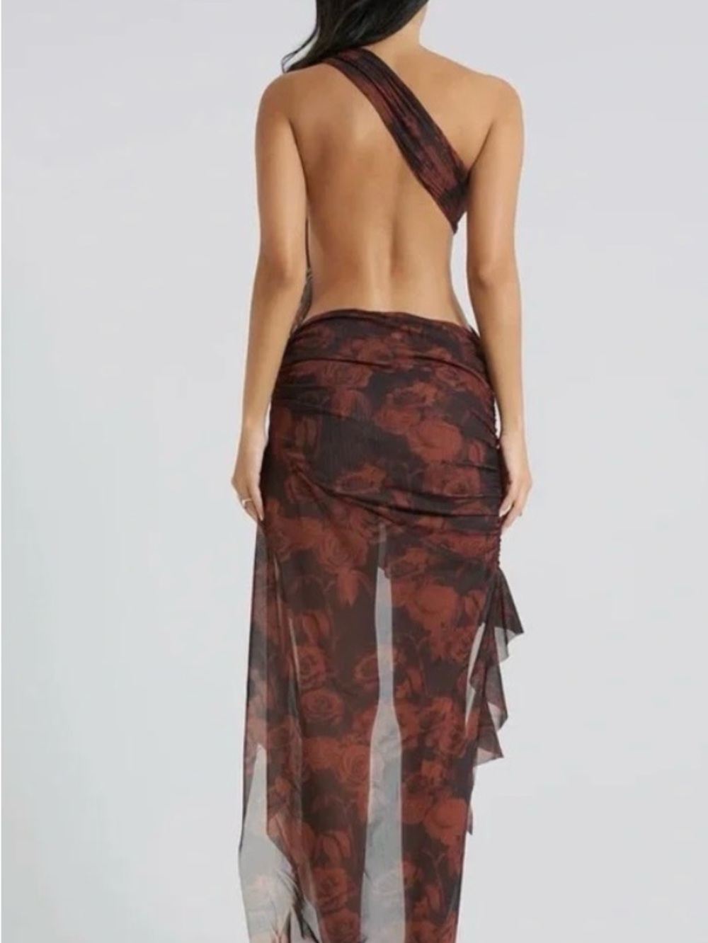 Jaded London Brown Floral Sheer Wrap Scarf - Picture 2 of 4